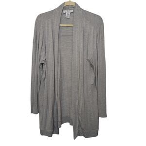 M MAGASCHONI Long Line Open Front Light Gray Cardigan Womens Size XL